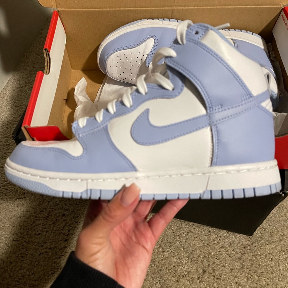 Nike Kids High-Top Sneakers - Light Blue and White